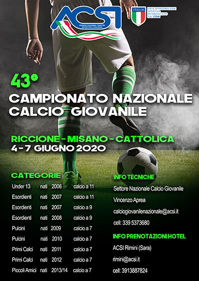campionato calcio giovanile nazionale acsi 2020